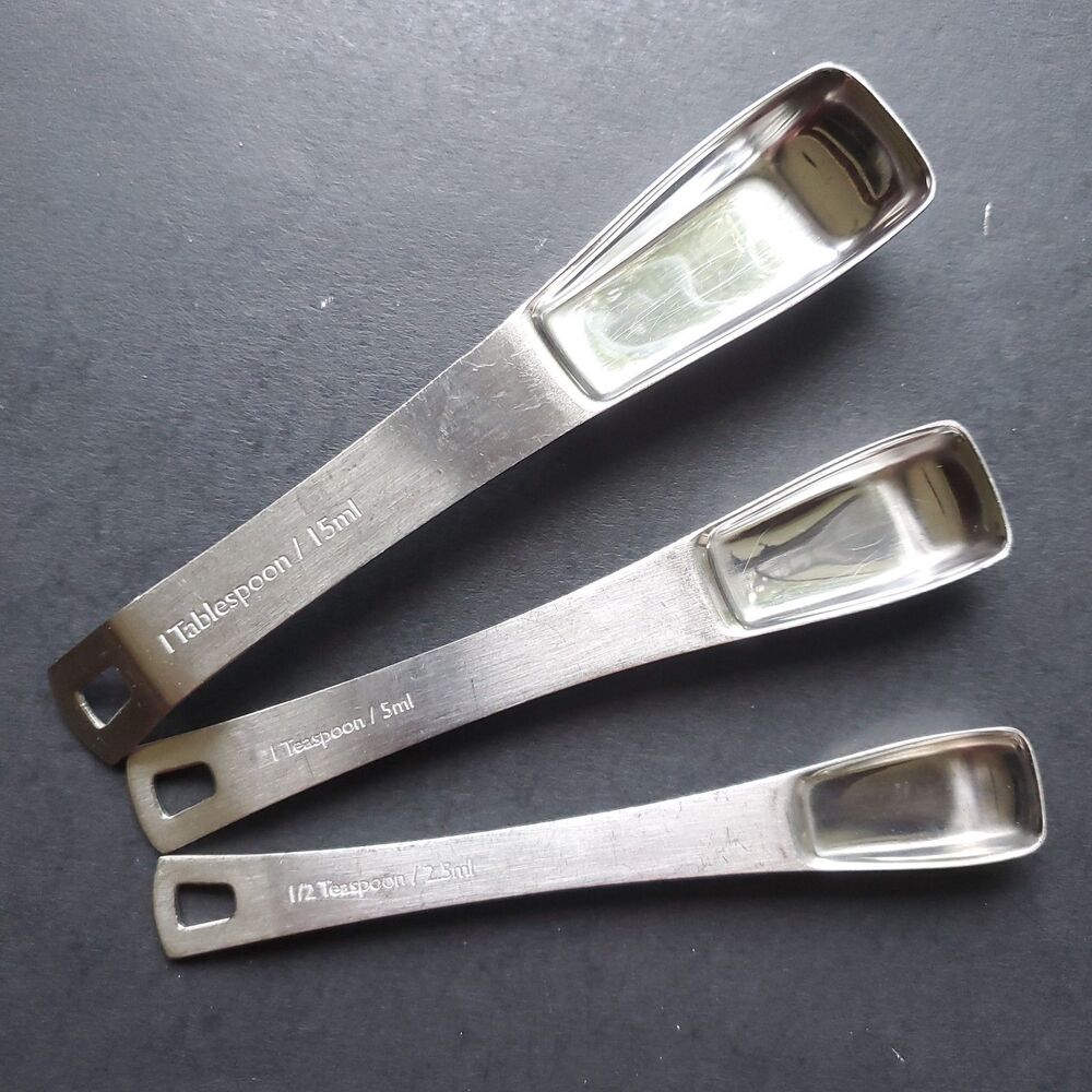 Williams Sonoma 18/10 Stainless Steel Measuring Spoon Set of 3 Rectangular